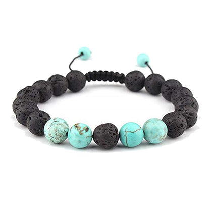 Bracelet réglable en pierre de lave diffusant l'anxiété avec pierres turquoise