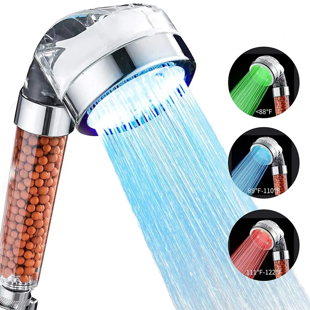 Shower Head with Temperature-controlled Color Changing Lights SP - Shakefav.com