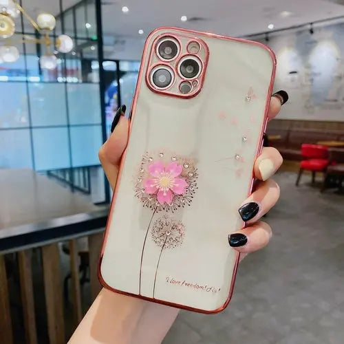 Luxury 3D Cute Flower Spin Stand Holder Phone Case Maroon Asteria