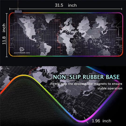 Dragon RGB Gaming Mouse Pad World Map - Shakefav.com