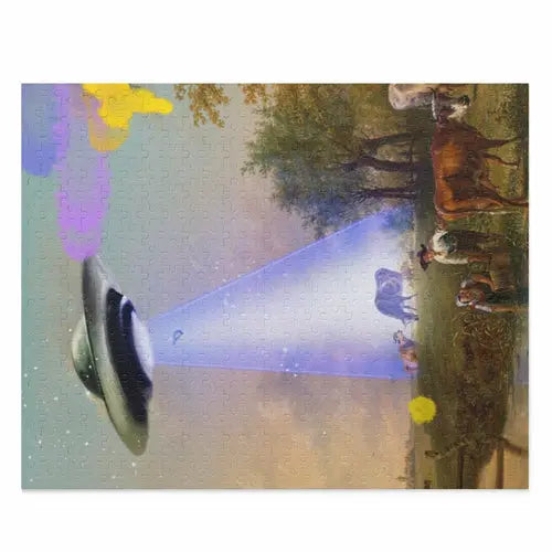 UFO Abducting Cow Jigsaw Puzzle 500-Piece - Shakefav.com