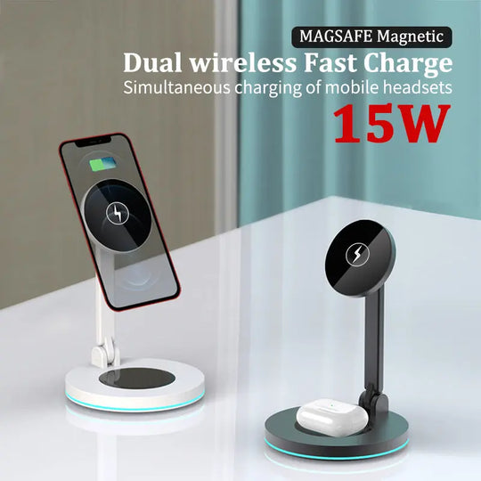 Compatible with Apple 2 In 1 Magnetic Wireless Charger Stand Maroon Asteria