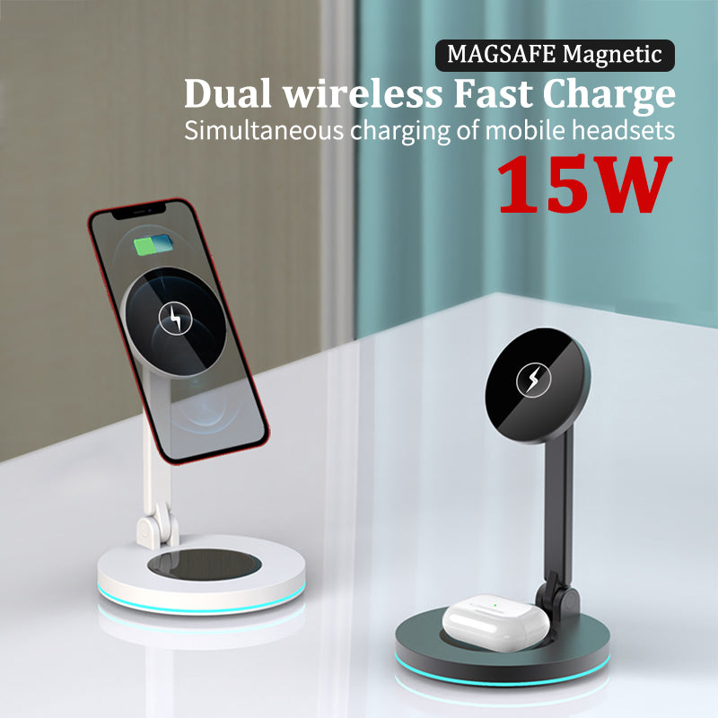 Compatible with Apple 2 In 1 Magnetic Wireless Charger Stand