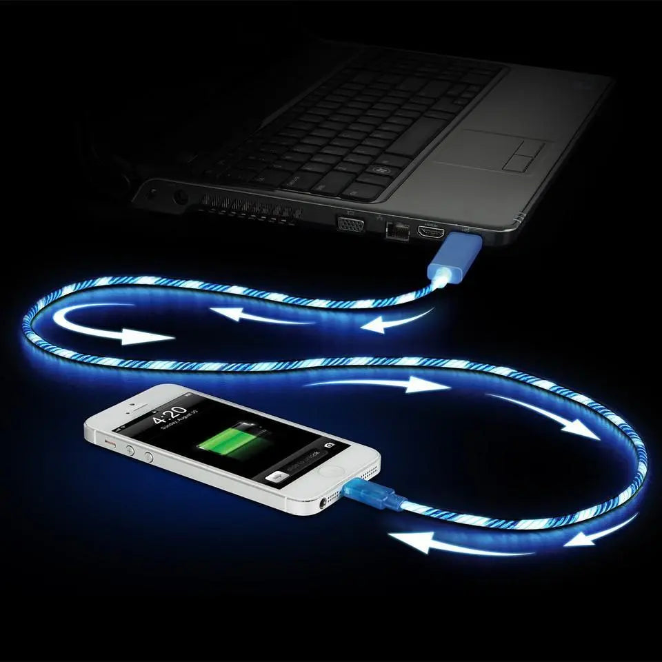 Light Pulse iPhone Electroluminescent Charge & Sync Cable (Blue) - Shakefav.com