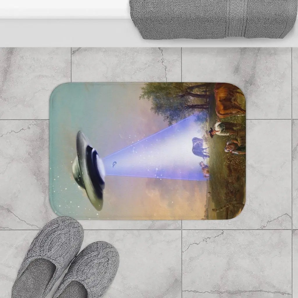 UFO Abducting Cow Bath Mat Home Accents - Shakefav.com