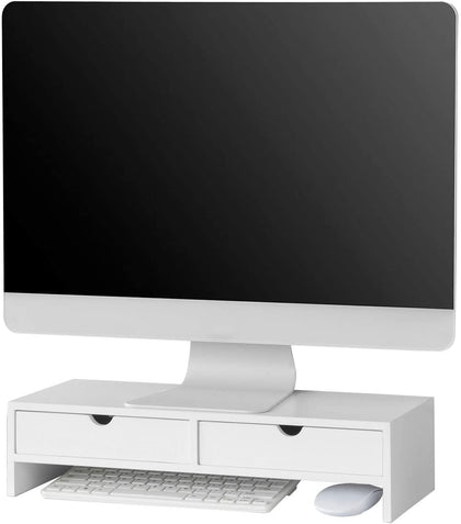 VIKUS Organiseur de bureau avec support pour moniteur blanc avec 2 tiroirs