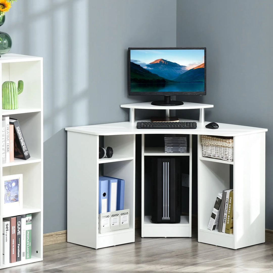 HOMCOM L-Shaped Computer Desk with Monitor Stand Home Office Corner - Shakefav.com