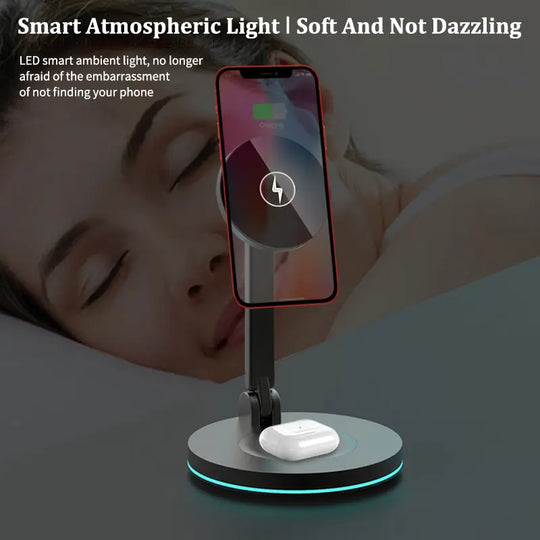 Compatible with Apple 2 In 1 Magnetic Wireless Charger Stand Maroon Asteria