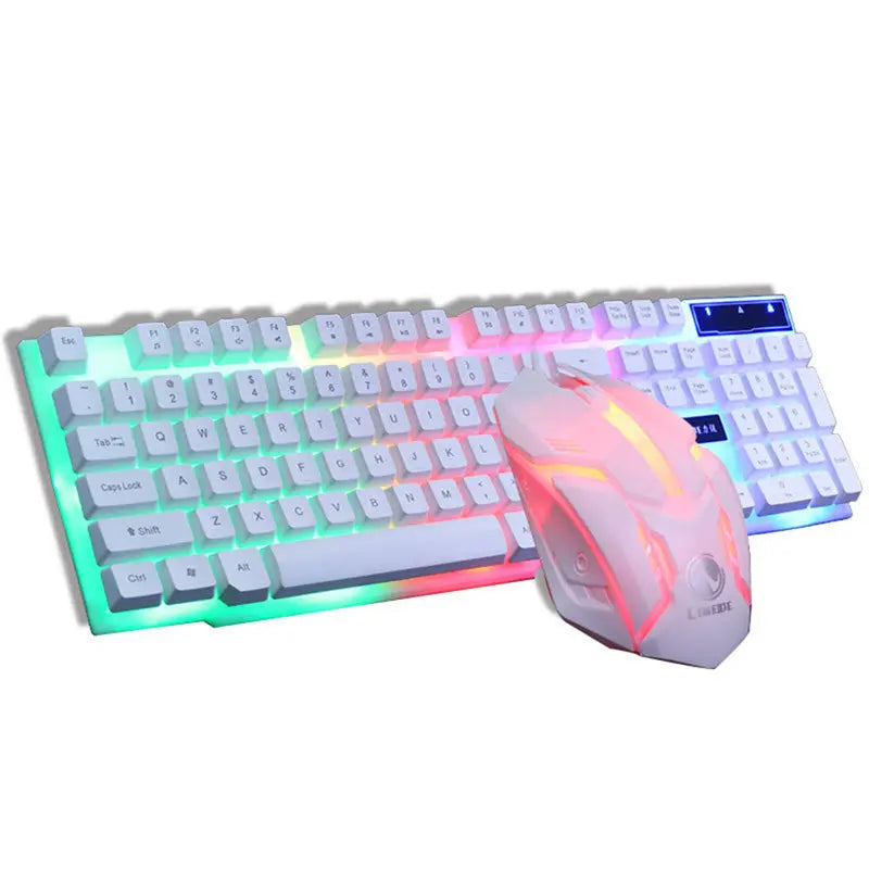 Gaming Keyboard Mouse Glowing Set Maroon Asteria