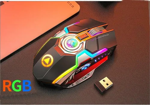 Color Wireless Gaming RGB Rechargeable Mute Button Mouse Maroon Asteria