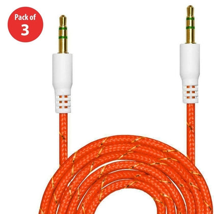 3.5mm Nylon Tangle-Free Auxiliary Audio Cord Cable - 3 ft. (pack of 3)