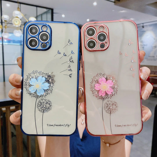 Luxury 3D Cute Flower Spin Stand Holder Phone Case Maroon Asteria