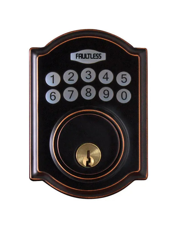 Faultless 5002081 Aged Bronze Metal Electronic Deadbolt with Residenti - Shakefav.com