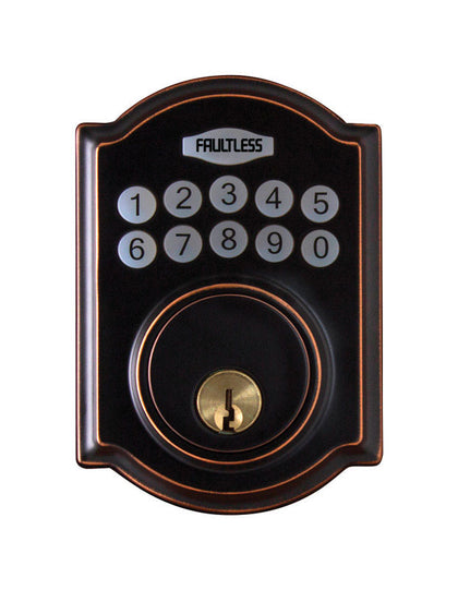 Faultless 5002081 Aged Bronze Metal Electronic Deadbolt with Residenti