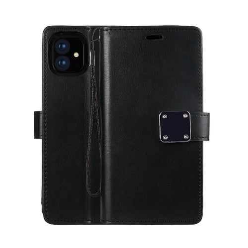 KIKO Multi Pockets Folio Leather Wallet Case with Strap for iPhone 13