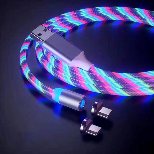 3 in 1 LED Flowing Magnetic Fast Charging Cable - Shakefav.com