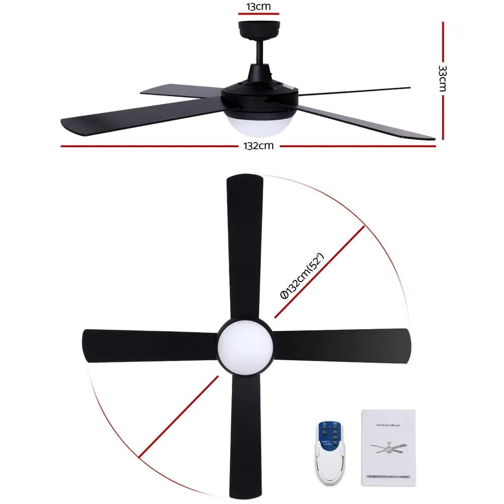 Devanti 52" Ceiling Fan - Black - Shakefav.com