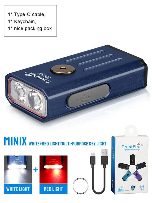 Trustfire Minix Mini EDC Flashlight Kechain 320LM 365nm Uv Lamp Red - Shakefav.com