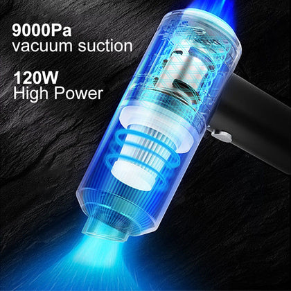 9000pa Car Vacuum Cleaner Mini Gun style Cleaner Cordless 120W