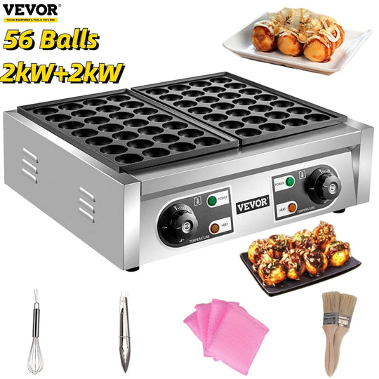 VEVOR Electric Takoyaki Maker Commercial Takoyaki Machine Non Stick - Shakefav.com