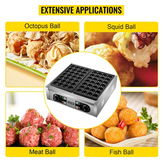 VEVOR Electric Takoyaki Maker Commercial Takoyaki Machine Non Stick - Shakefav.com