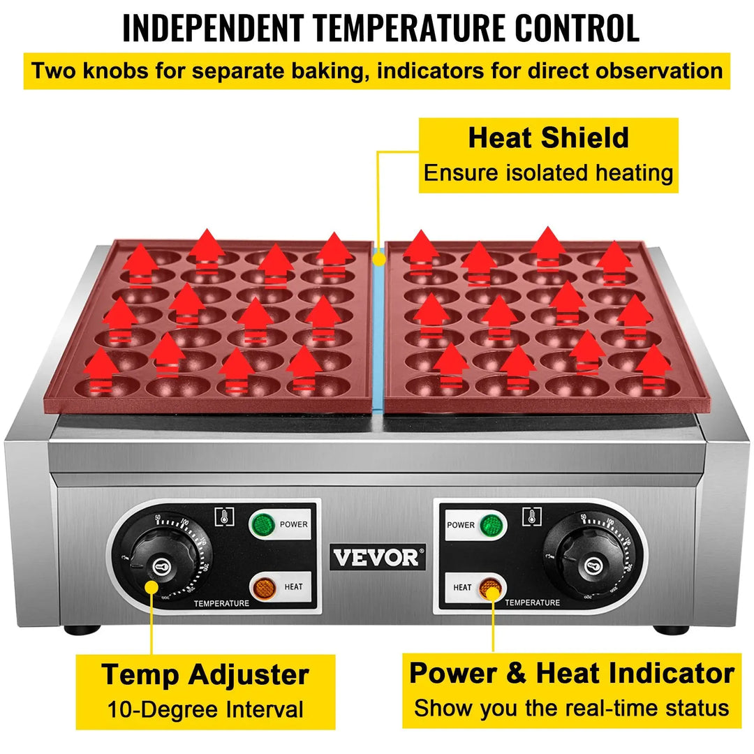 VEVOR Electric Takoyaki Maker Commercial Takoyaki Machine Non Stick - Shakefav.com