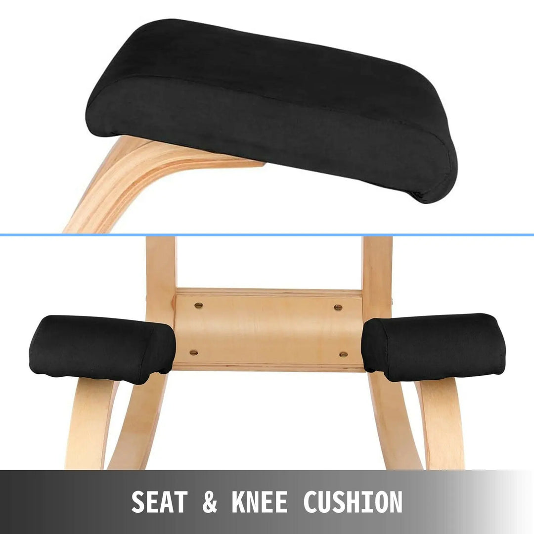 VEVOR Ergonomic Kneeling Chair W/ Thick Cushion Rocking Wood Kneel - Shakefav.com