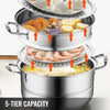 VEVOR 5 Layer Food Steamer 28cm 30cm Stainless Steel Stock Pot for