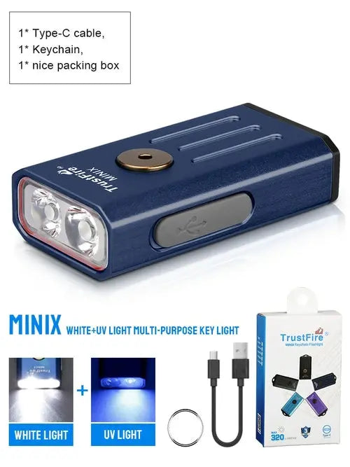 Trustfire Minix Mini EDC Flashlight Kechain 320LM 365nm Uv Lamp Red - Shakefav.com