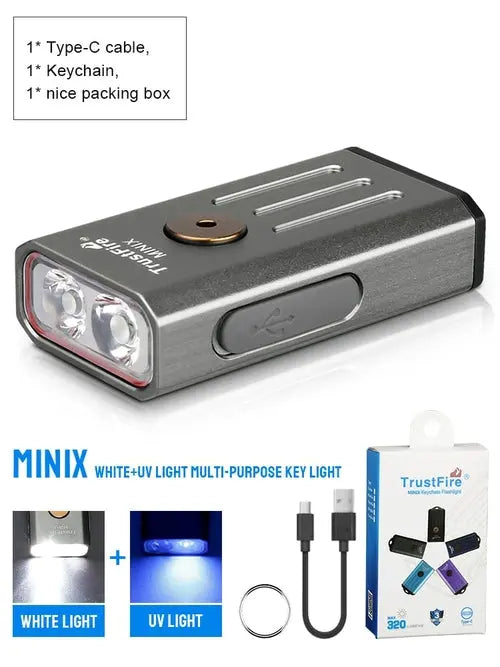 Trustfire Minix Mini EDC Flashlight Kechain 320LM 365nm Uv Lamp Red - Shakefav.com