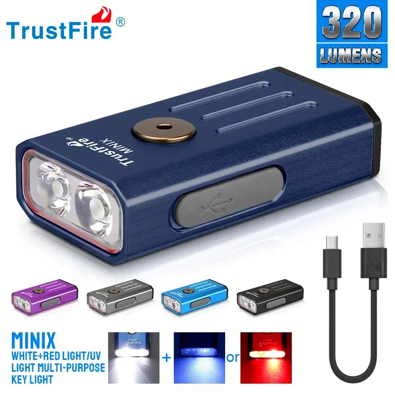 Trustfire Minix Mini EDC Flashlight Kechain 320LM 365nm Uv Lamp Red - Shakefav.com