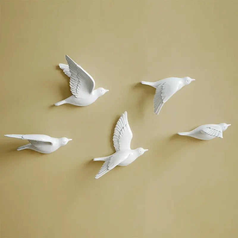 Resin Birds Creative For Wall 3d Sticker Living Room Animal Figurine - Shakefav.com