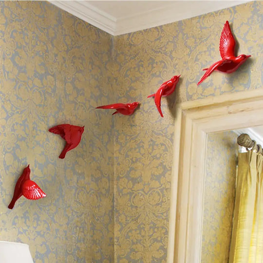 Resin Birds Creative For Wall 3d Sticker Living Room Animal Figurine - Shakefav.com