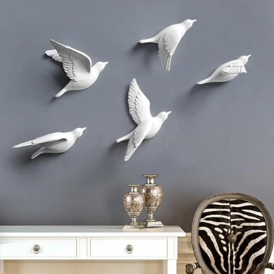 Resin Birds Creative For Wall 3d Sticker Living Room Animal Figurine - Shakefav.com