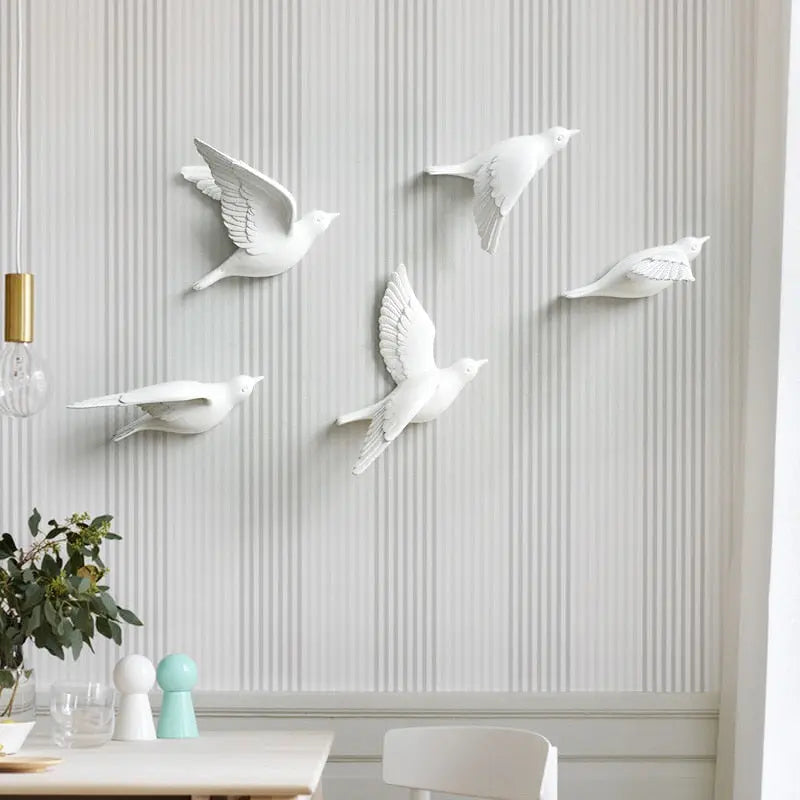 Resin Birds Creative For Wall 3d Sticker Living Room Animal Figurine - Shakefav.com