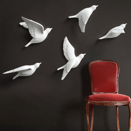 Oiseaux en résine créatifs pour mur, autocollant 3d, Figurine d'animal de salon