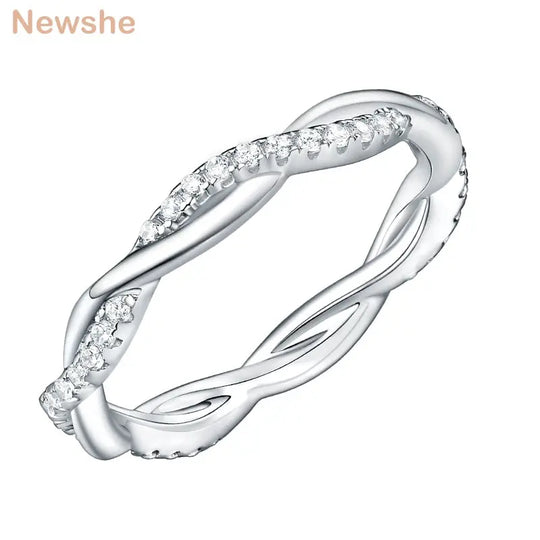 Newshe 925 Sterling Silver Wedding Engagement Ring For Women Twist - Shakefav.com