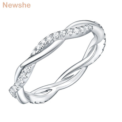 Newshe 925 bague de fiançailles de mariage en argent Sterling pour les femmes torsion