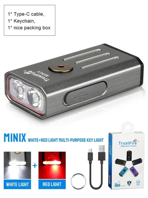 Trustfire Minix Mini EDC Flashlight Kechain 320LM 365nm Uv Lamp Red - Shakefav.com