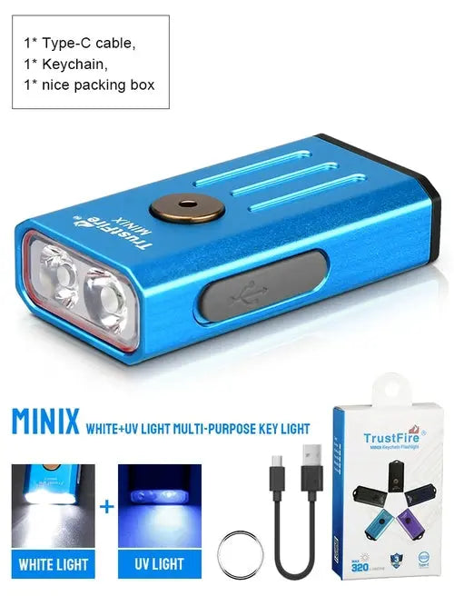 Trustfire Minix Mini EDC Flashlight Kechain 320LM 365nm Uv Lamp Red - Shakefav.com