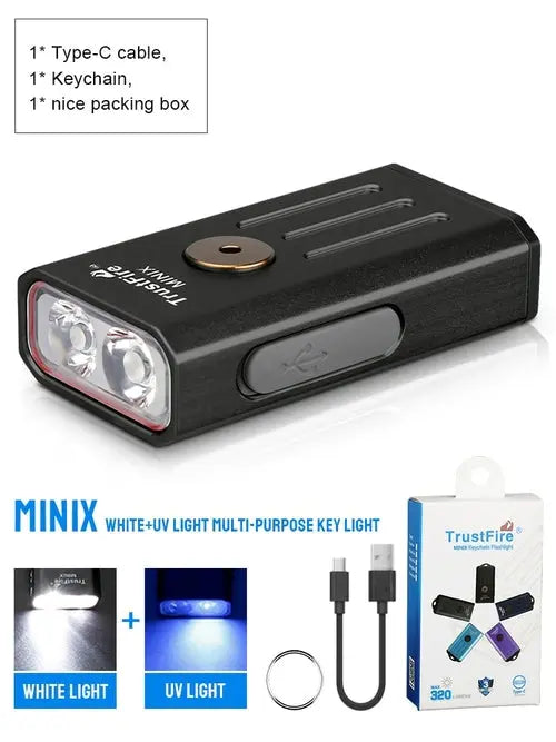 Trustfire Minix Mini EDC Flashlight Kechain 320LM 365nm Uv Lamp Red - Shakefav.com