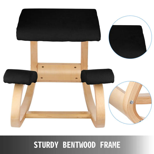 VEVOR Ergonomic Kneeling Chair W/ Thick Cushion Rocking Wood Kneel - Shakefav.com