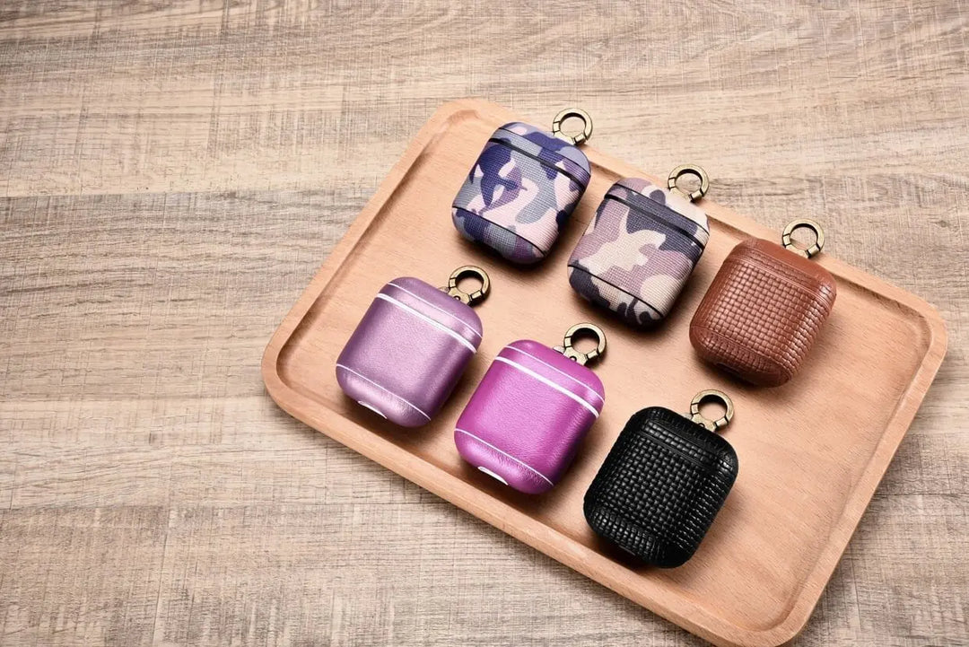 Camo Purple Premium Leather AirPods 1 & 2 Case - Shakefav.com