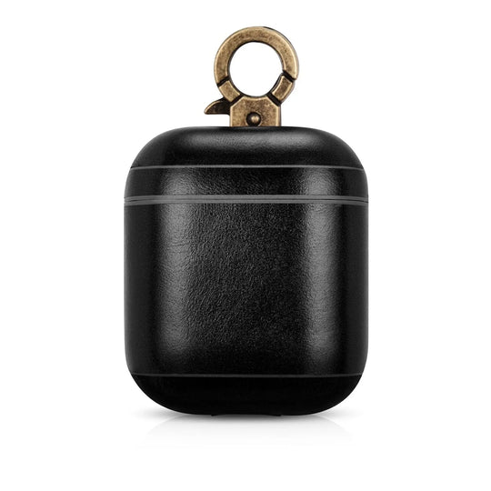 Vintage Black Premium Leather AirPods 1 & 2 Case Hook Series - Shakefav.com