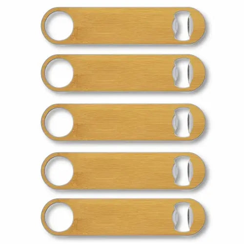 Customizable Industrial Wood Bottle Opener 5-Pack Gold Nemesis