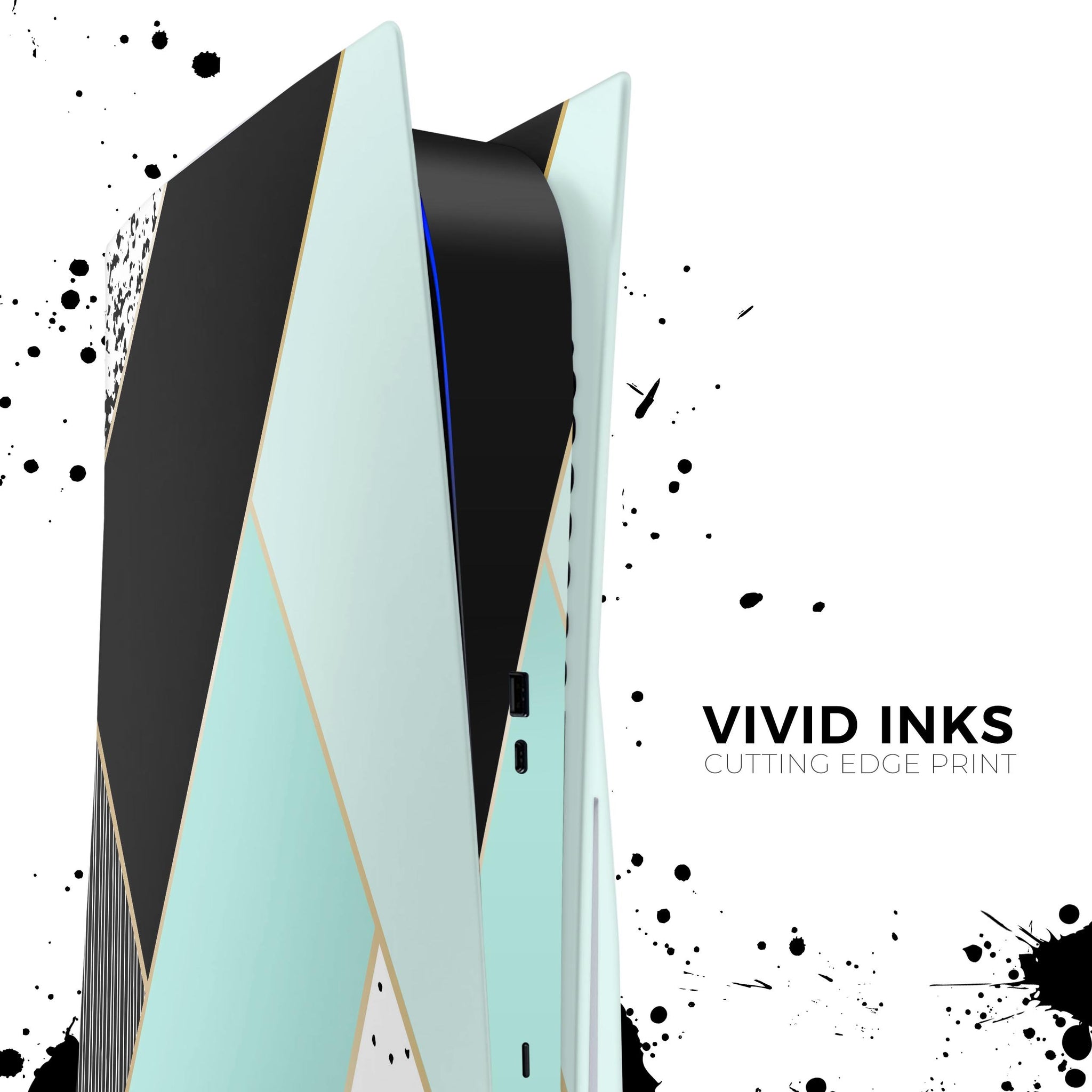 Minimalistic Mint and Gold Striped V1 - Full Body Skin Decal Wrap Kit