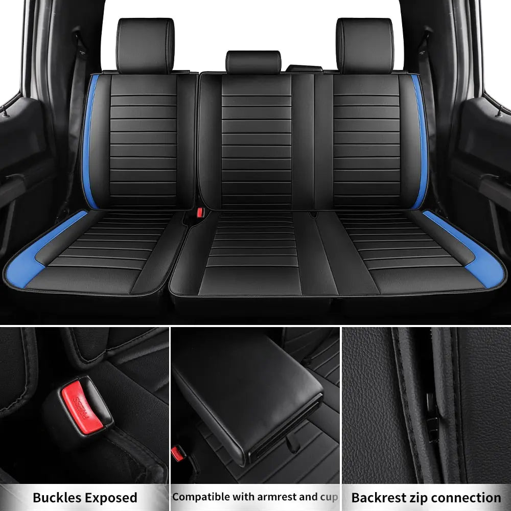 Custom 5-Seat Faux Leather Car Seat Covers Set For Ford F150 F-150 XL - Shakefav.com