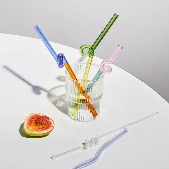 Floriddle Artistry Glass Straws Twist Reusable Straws Heat Resistant - Shakefav.com