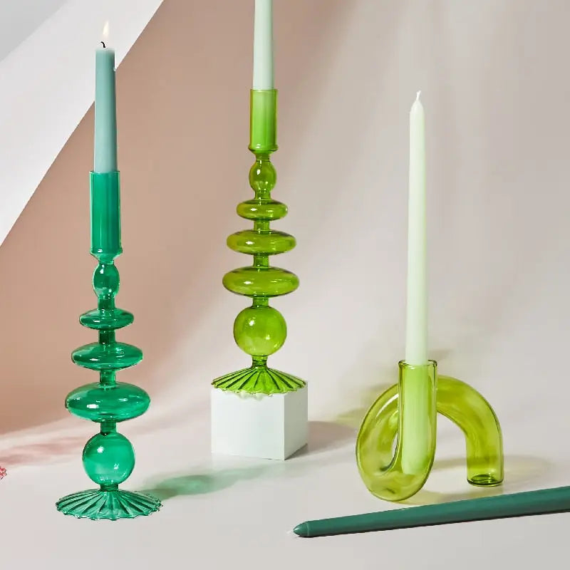 Candlesticks Holders Retro  Glass Classic Craft Candlesticks Holders - Shakefav.com