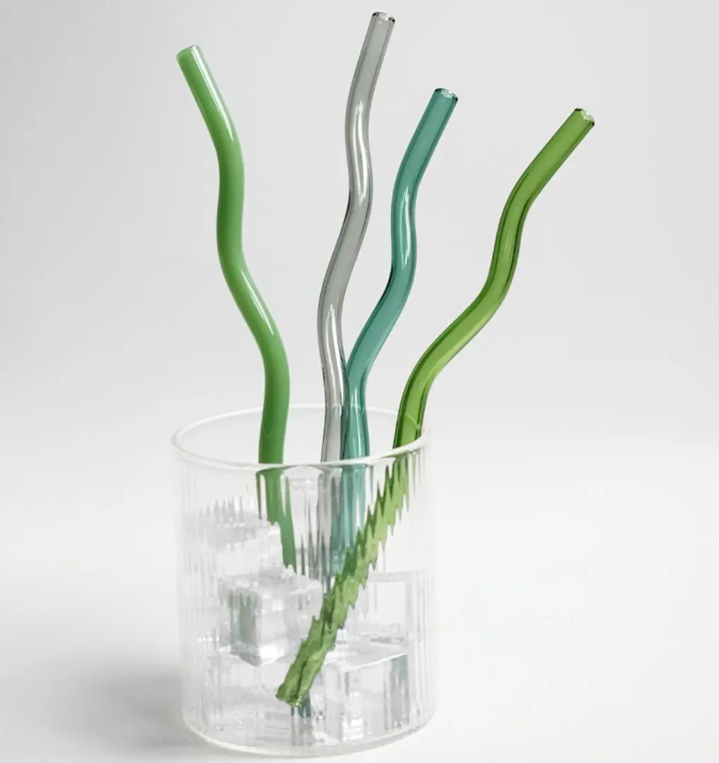 Floriddle Artistry Glass Straws Twist Reusable Straws Heat Resistant - Shakefav.com